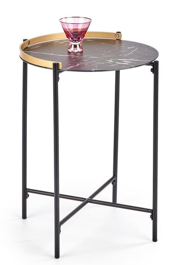 Marmurkowy stolik kawowy ELIOR Onyx, czarny, 45x45x60 cm Elior