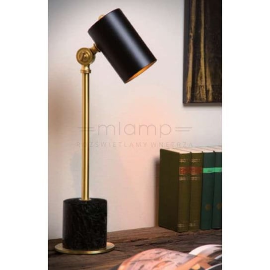 Marmurowa LAMPA stołowa BRANDON 03530/01/30 Lucide stojąca LAMPKA biurkowa regulowana czarna mosiądz Lucide
