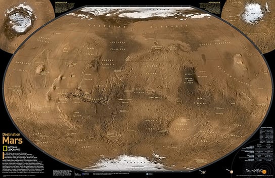 Mars Mapa Ścienna Dwustronna 1:27 400 000, National Geographic National geographic