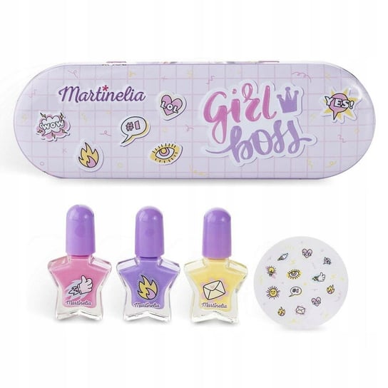 Martinelia, Super Girl Nail Polish & Stickers Tin Box, zestaw prezentowy kosmetyków do makijażu Martinelia