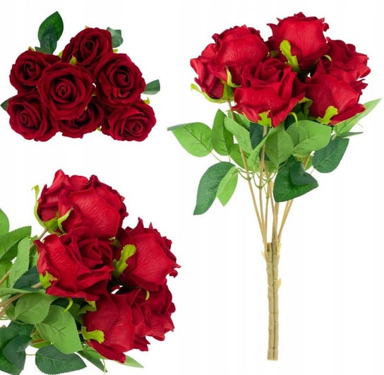 Martom, bukiet 7 sztucznych róż, czerwony MARTOM