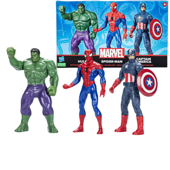 Marvel 3-Pak Figurek Hulk Spider-man i Kapitan Ameryka F6601 Hasbro