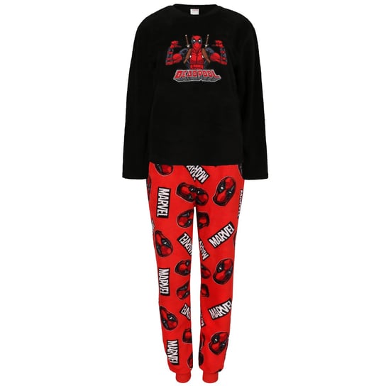 Marvel DEADPOOL Czarno-czerwona piżama męska z długimi spodniami L Marvel