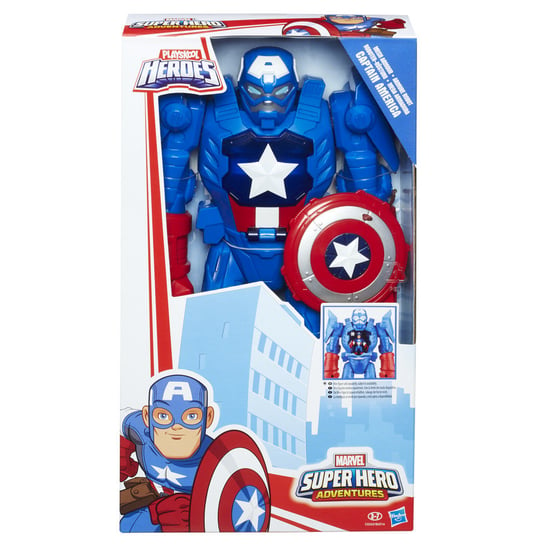 Marvel, Super Hero Adventures, Mech Armor figurka Captain America 25cm, B6016/C0265 Playskool Heroes