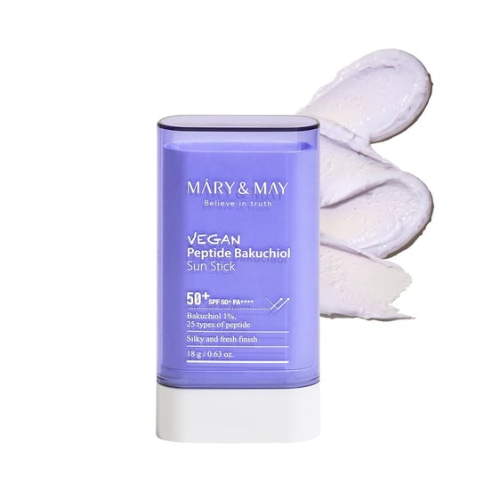 Mary&May, Vegan Peptide Bakuchiol Sun Stick SPF50+ PA++++, Krem z filtrem, 18g Mary & May