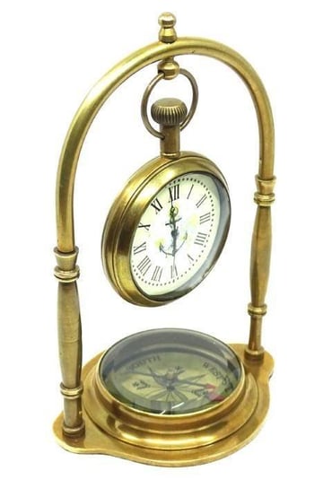 Marynistyczny zegar mosiężny z kompasem na zawiesiu NC1880 UPOMINKARNIA