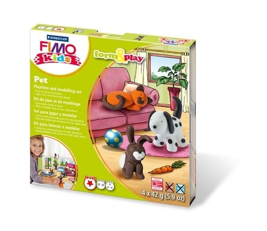 Masa plastyczna termoutwardzalna Fimo Kids, Form&Play Zwierzaki, 42 g, 4 kostki Staedtler