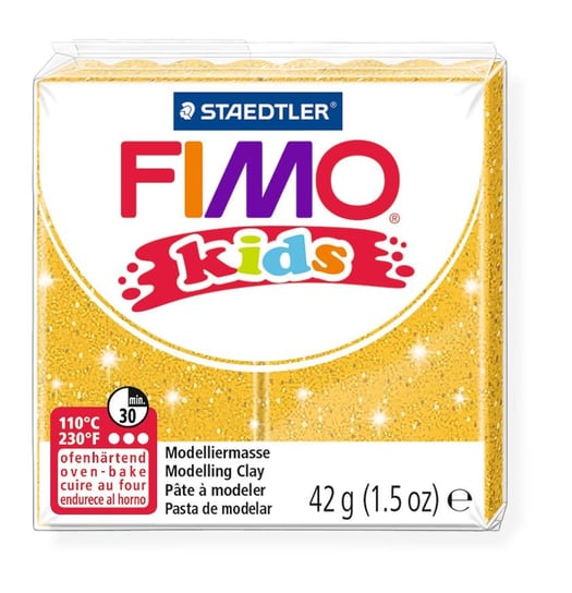 Masa plastyczna termoutwardzalna Fimo Kids, złota brokatowa, 42 g, kostka Staedtler