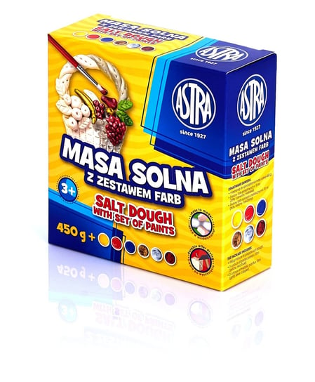 Masa solna  Astra 450g + 6 kolorów farb do malowania Astra