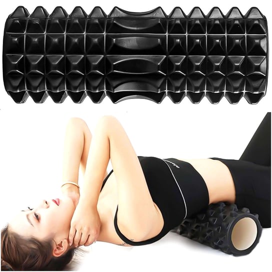 Masażer do ćwiczeń masażu Roller CrossFit wałek rehabilitacyjny fizjo z wypustkami 33cm Czarny Inny producent