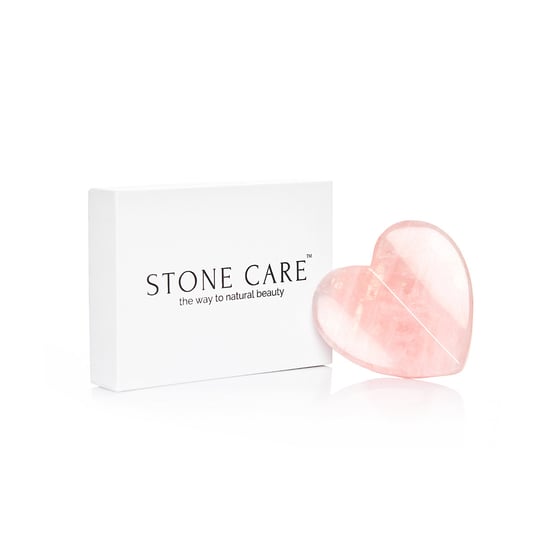 Masażer do twarzy (płytka) guasha w kształcie serca z różowego kwarcu - STONE CARE Stone Care