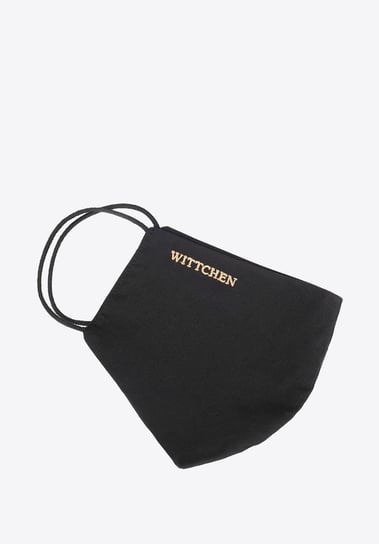 Maseczka bawełniana profilowana ze złotym logo czarna M WITTCHEN