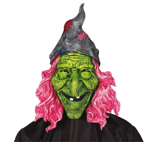 Maska czarownicy z kapeluszem i włosami, rozmiar uniwersalny Guirca
