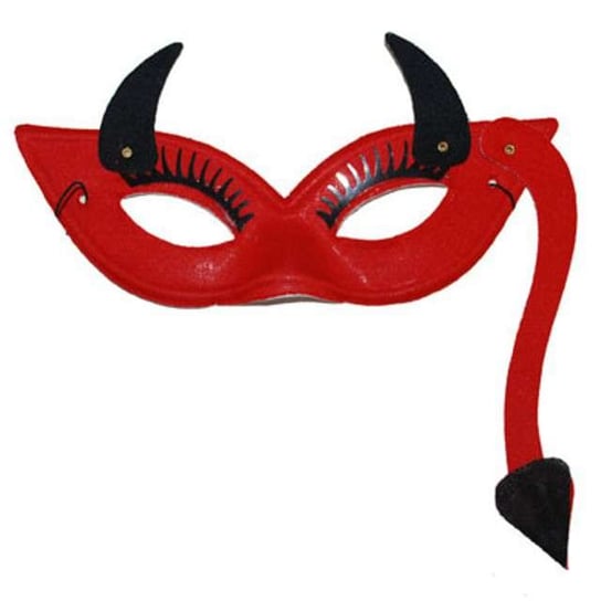 Maska, Diabeł z ogonkiem, Ona, czerwona, rozmiar uniwersalny Funny Fashion
