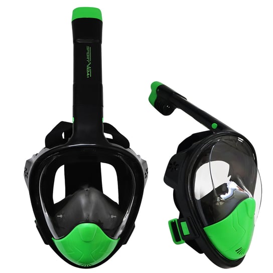 Maska do nurkowania pełnotwarzowa z fajką SPORTVIDA czarno/zielona, rozmiar L/XL snorkelingu SportVida