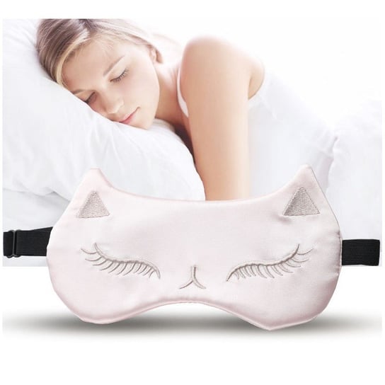 Maska do spania kot róż satynowa ozdobna OPK01R eCarla