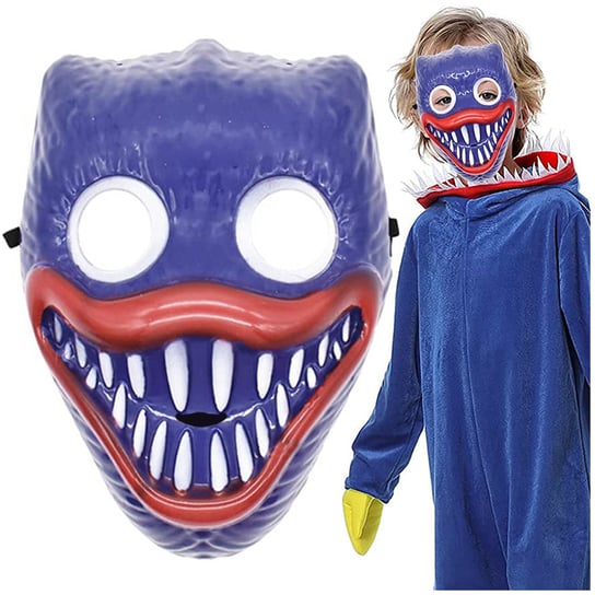 Maska Huggy Wuggy Strój Halloween Niebieska Zolta