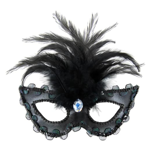 Maska karnawałowa na oczy Diament z piórami czarna Inna marka
