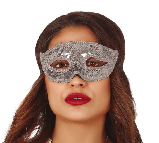 Maska karnawałowa z cekinami, srebrna Guirca