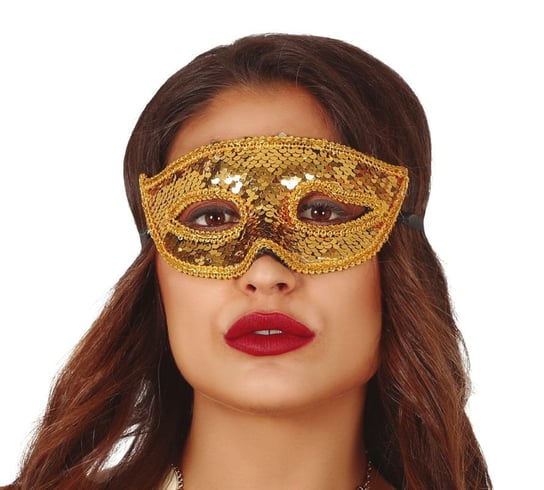 Maska karnawałowa z cekinami, złota Guirca