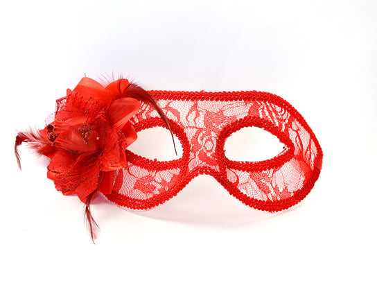Maska koronkowa, czerwona, rozmiar uniwersalny PartyDeco