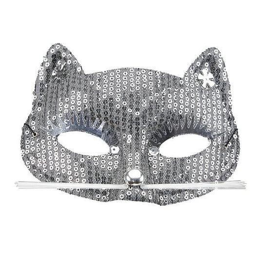 Maska kota cekinowa, srebrna Widmann