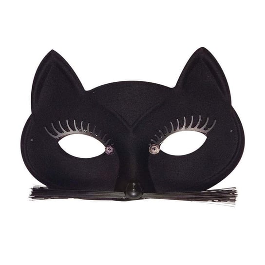 Maska kota z wąsami, czarna Winmann