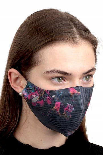 Maska maseczka bawełniana dwuwarstwowa profilowana, maska lilie ABG-DRUK