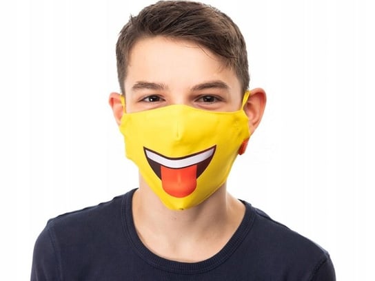 Maska Maseczka Emoji JĘzyk Bawełna 3d / 2 Warstwy / Wielorazowa Emoji