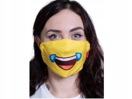 Maska Maseczka Emoji Z Nadrukiem Łzy SzczĘŚcia Bawełna 3d / 2 Warstwy / Wielorazowa Emoji