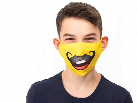 Maska Maseczka Emoji Z Wąsami Wąsy Bawełna 3d / 2 Warstwy / Wielorazowa Emoji