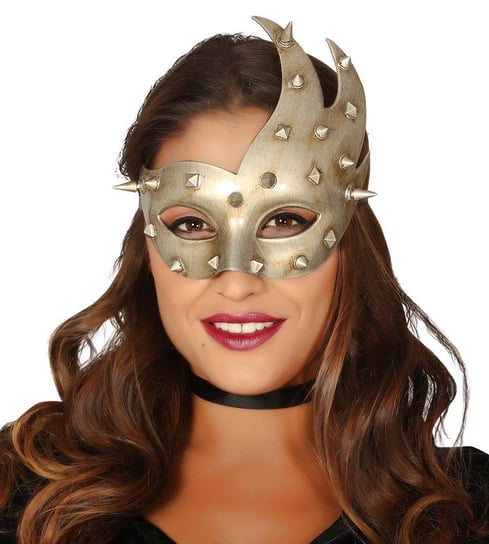 Maska Na Twarz Z Ćwiekami Kolcami Metaliczna Złota Dodatek Do Stroju Halloween ABC