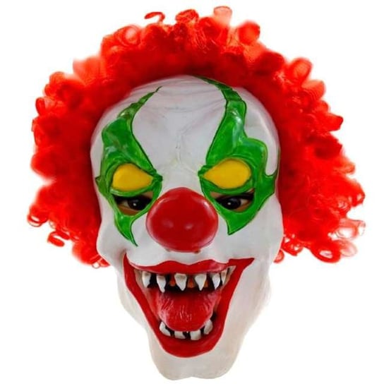 Maska, Straszny Klaun z włosami, czerwona, rozmiar uniwersalny Party Tino