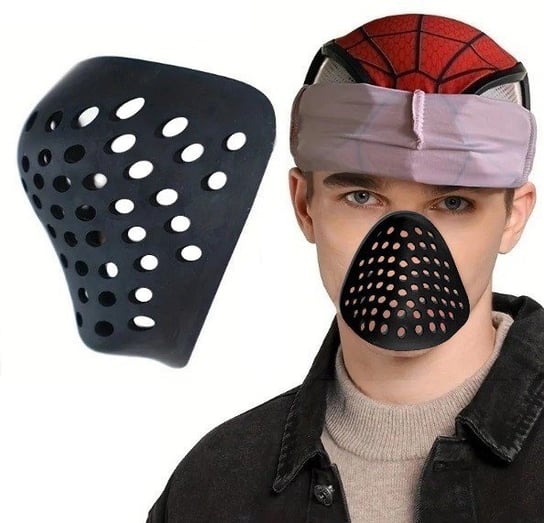 Maska Ułatwiająca Oddychanie Pod Kominiarkę Przebranie Cosplay Spiderman Czarna Hopki