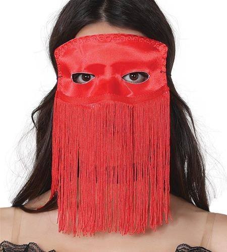 Maska Z Frędzlami Tancerka Brzucha Czerwona Guirca