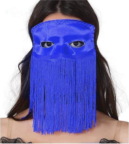 Maska Z Frędzlami Tancerka Brzucha Niebieska Guirca