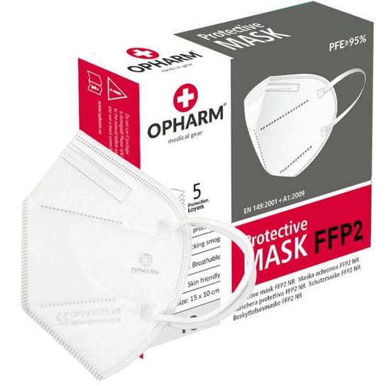 Maski ochronne FFP2 Opharm 1 szt. - białe Opharm