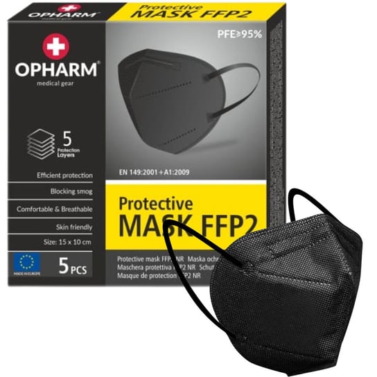 Maski ochronne FFP2 Opharm 1 szt. - czarne Opharm
