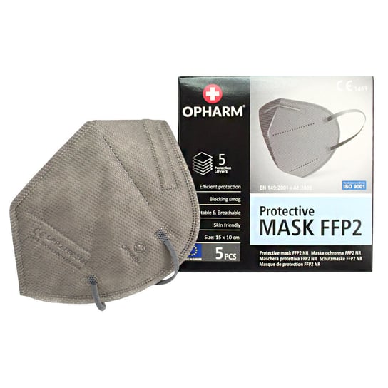 Maski ochronne FFP2 Opharm 5 szt. - szare (kartonik) Opharm