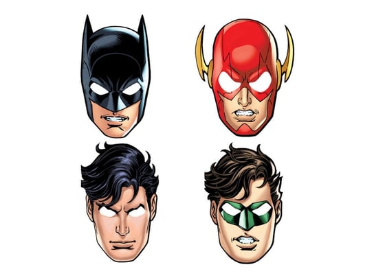 Maski urodzinowe Justice League - 8 szt. Unique