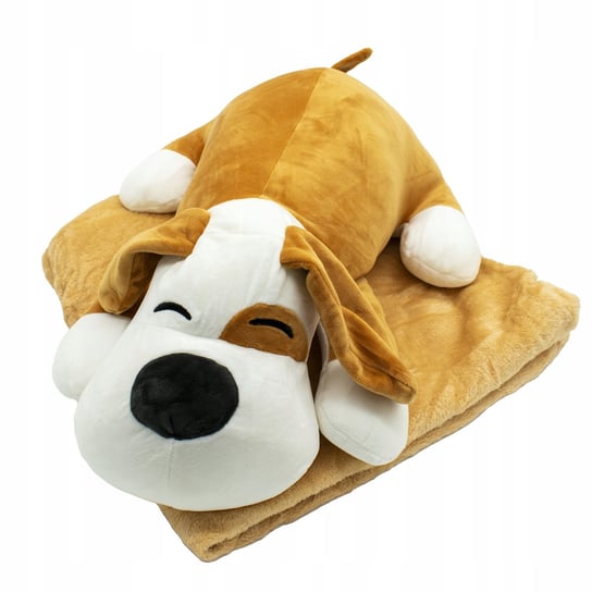 Maskotka Duża Pluszak 3W1 Poduszka Z Kocem Beżowy Piesek Pluszowy Pies Xxl Inna marka