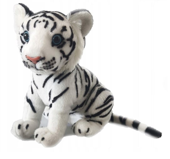 Maskotka pluszak tygrys biały kot jak żywy duży markowy 26 cm Happy Kiddo