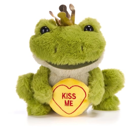Maskotka pluszowa Żabka w koronie i z napisem Kiss Me 18 cm księżniczka zamieniona w żabę przemiły plusz wysoka jakość idealna na Walentynki Inna marka