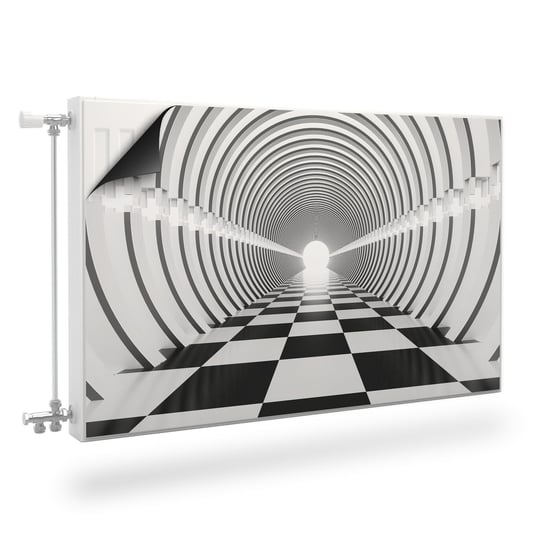MASKOWNICA Magnetyczna Na Grzejnik Czarno-Biały Tunel Efekt 3D 110cm x 60cm Muralo