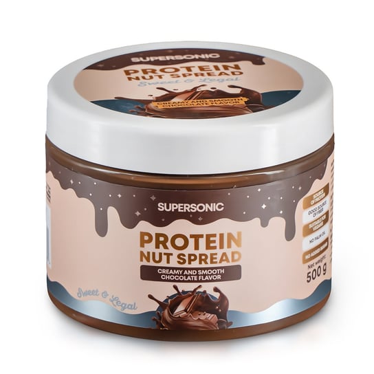Masło Orzechowe Krem Orzechowy proteinowy Bez Cukru Keto czekoladowy 500g Aksamitna Czekolada Supersonic