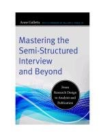 Mastering the Semi-Structured Interview and Beyond Galletta Anne