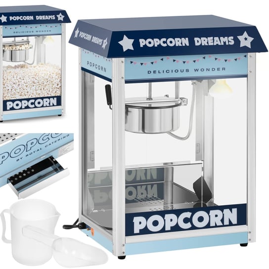 Maszyna automat urządzenie do prażenia popcornu retro TEFLON 1600 W 5-6 kg/h - niebieska Inna marka