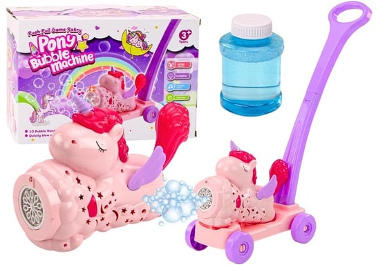 Maszyna Do Baniek Mydlanych Jeździk Jednorożec Światła Dźwięki Różowy Lean Toys