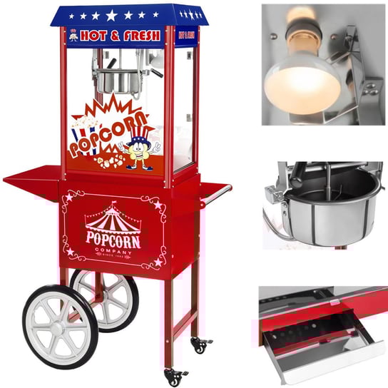 Maszyna do popcornu mobilna na wózku ROYAL CATERING RCPW-16.1 Royal Catering