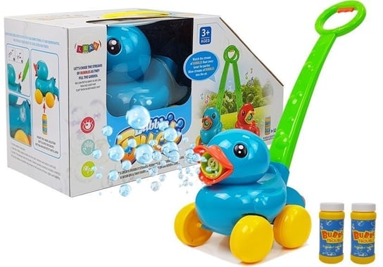 Maszynka Do Baniek Mydlanych Niebieska Kaczka z Rączka Muzyczka Światła Lean Toys